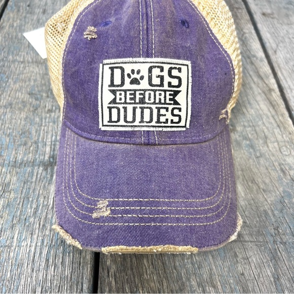 DOGS BEFORE DUDES Distressed Trucker Cap Hat Boutique NEW NWT - Picture 2 of 4